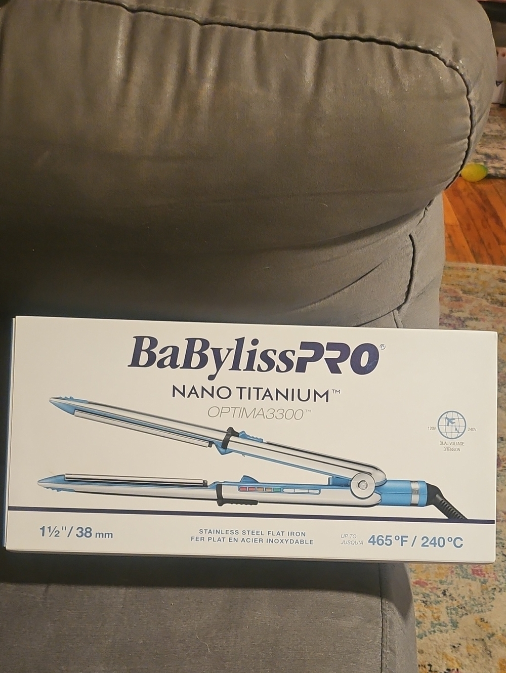 BaBylissPRO Nano Titanium Flat Iron in Light Blue and Silver